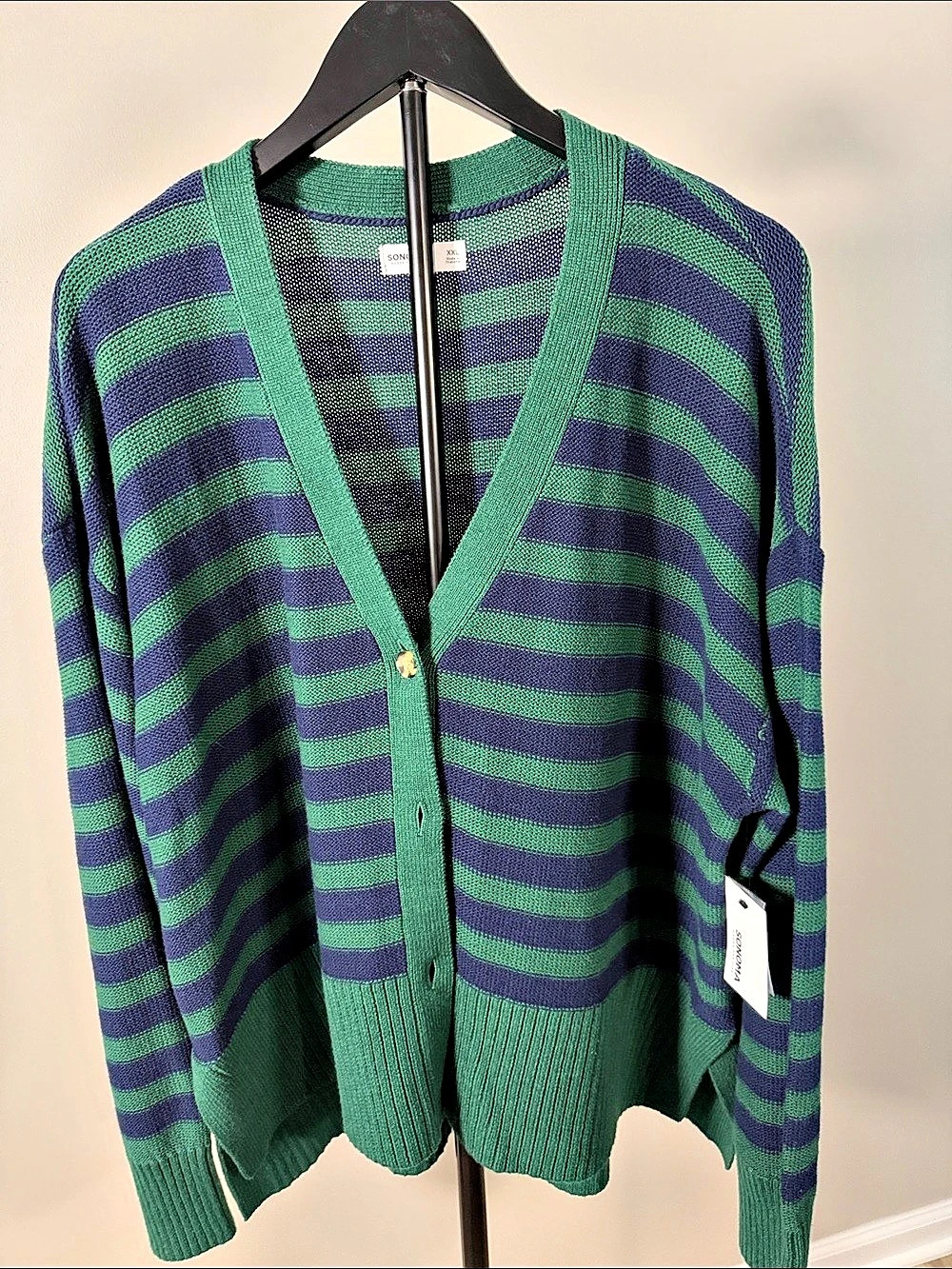 SONOMA Striped Cardigan in Green & Purple XXL NWT